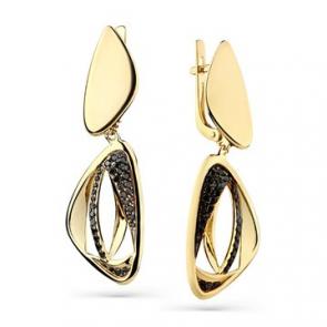 Серьги из лимонного золота Мастер Бриллиант с чёрным бриллиантом 06M2-308347-00-48 фото