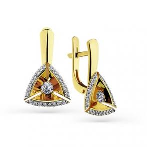 Серьги из лимонного золота Мастер Бриллиант с бриллиантом 06M2-308371-00-00 фото