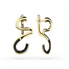 Серьги из лимонного золота Мастер Бриллиант с чёрным бриллиантом 06M2-308376-00-48 фото