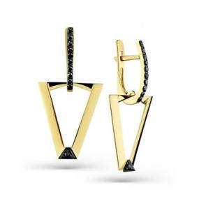 Серьги из лимонного золота Мастер Бриллиант с чёрным бриллиантом 06M2-308377-00-48 фото