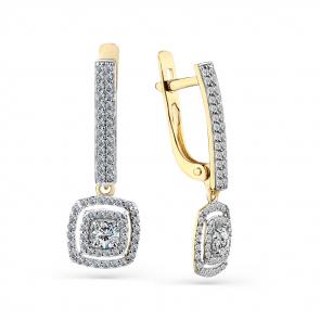 Серьги из лимонного золота Мастер Бриллиант с бриллиантом 06M2-308413-00-00 фото