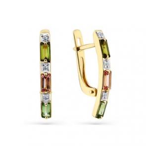 Серьги из лимонного золота Мастер Бриллиант с бриллиантом и турмалином 06M2-308419-00-60 фото