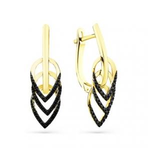 Серьги из лимонного золота Мастер Бриллиант с чёрным бриллиантом 06M2-308441-00-48 фото