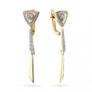 Серьги из лимонного золота Мастер Бриллиант с бриллиантом 06M2-308551-00-00 фото