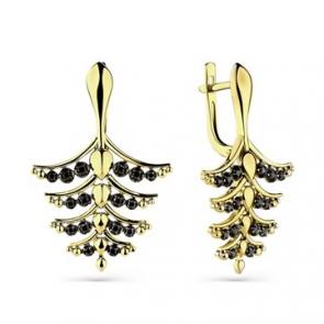 Серьги из лимонного золота Мастер Бриллиант с чёрным бриллиантом 06M2-308567-00-48 фото