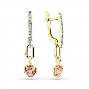 Серьги из лимонного золота Мастер Бриллиант с бриллиантом и турмалином 06M2-308569-00-60 фото