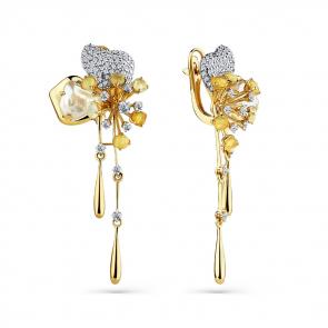 Серьги из лимонного золота Мастер Бриллиант с бриллиантом, опалом и жемчугом 06M2-308717-01-55 фото