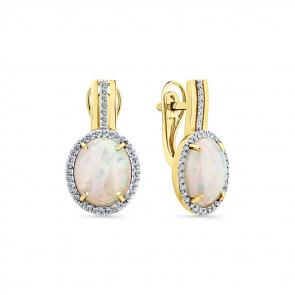 Серьги из лимонного золота Мастер Бриллиант с бриллиантом и опалом 06M2-308764-00-36 фото