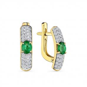 Серьги из лимонного золота Мастер Бриллиант с бриллиантом и изумрудом 06M2-308775-00-01 фото