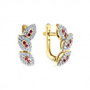 Серьги из лимонного золота Мастер Бриллиант с бриллиантом и рубином 06M2-308833-00-03 фото