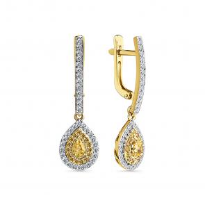 Серьги из лимонного золота Мастер Бриллиант с бриллиантом 06M2-308840-02-55 фото