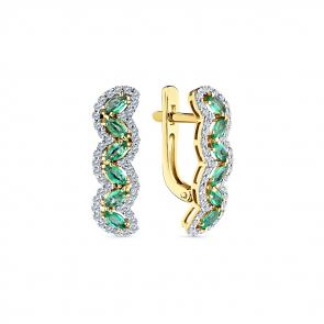 Серьги из лимонного золота Мастер Бриллиант с бриллиантом и изумрудом 06M2-308843-00-01 фото