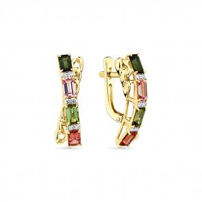 Серьги из лимонного золота Мастер Бриллиант с бриллиантом и турмалином 06M2-308872-00-60 фото