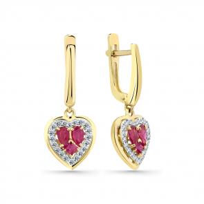 Серьги из лимонного золота Мастер Бриллиант с бриллиантом и рубином 06M2-309022-00-03 фото