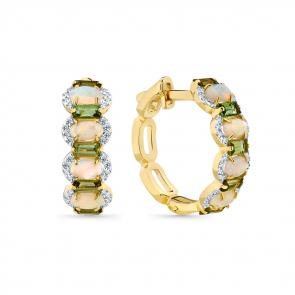 Серьги из лимонного золота Мастер Бриллиант с бриллиантом, опалом и турмалином 06M2-309060-00-55 фото