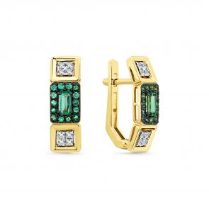 Серьги из лимонного золота Мастер Бриллиант с бриллиантом и изумрудом 06M2-309095-00-01 фото