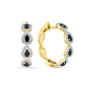 Серьги из лимонного золота Мастер Бриллиант с бриллиантом и чёрным бриллиантом 06M2-309134-01-55 фото