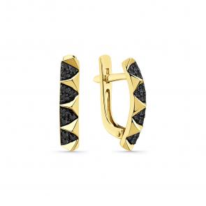 Серьги из лимонного золота Мастер Бриллиант с чёрным бриллиантом 06M2-309211-00-48 фото