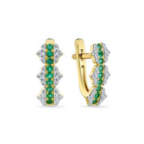 Серьги из лимонного золота Мастер Бриллиант с бриллиантом и изумрудом 06M2-309241-70-01 фото