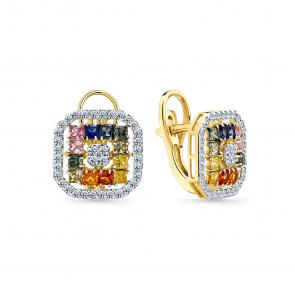 Серьги из лимонного золота Мастер Бриллиант с бриллиантом и сапфиром 06M2-309322-01-55 фото