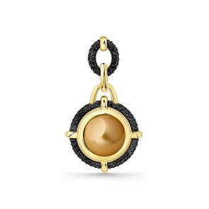 Подвеска из лимонного золота Мастер Бриллиант с жемчугом и чёрным бриллиантом 06M3-308696-00-55 фото