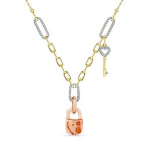 Колье из лимонного золота Мастер Бриллиант с бриллиантом и кораллом 06M6-360833-00-53 фото