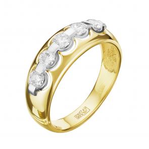 Кольцо из лимонного золота Бриллианты Костромы с бриллиантом 06БК01-0804 фото