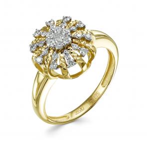 Кольцо из лимонного золота Бриллианты Костромы с бриллиантом 06БК01-3679 фото