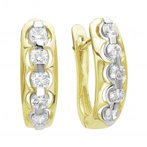 Серьги из лимонного золота Бриллианты Костромы с бриллиантом 06БК02-0804 фото