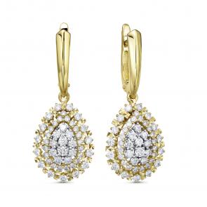 Серьги из лимонного золота Бриллианты Костромы с бриллиантом 06БК02-3677 фото