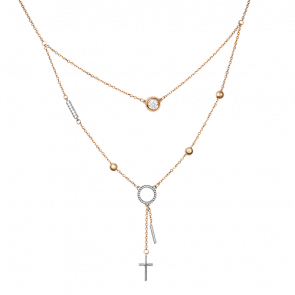 Колье Крест из комбинированного золота Platina с фианитом 07-0212-00-401-1111 фото