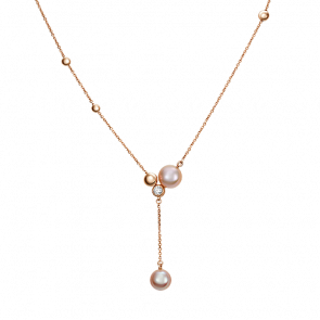 Золотое колье Platina с фианитом и жемчугом 07-0214-00-307-1110-31 фото