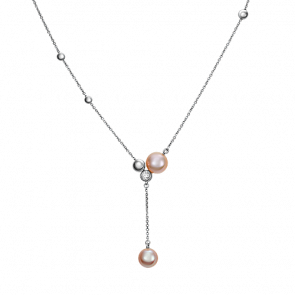 Колье из белого золота Platina с фианитом и жемчугом 07-0214-00-307-1120-31 фото