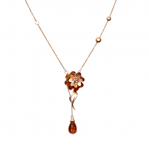 Золотое колье Platina с янтарём 07-0220-00-271-1110-46 фото