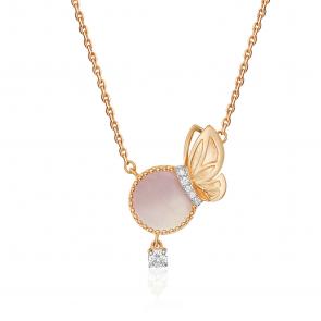 Золотое колье Platina с фианитом и перламутром 07-0268-00-752-1110 фото