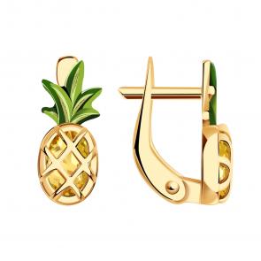 Золотые серьги Золотые узоры с эмалью и цирконием 07-62-0008-00 фото