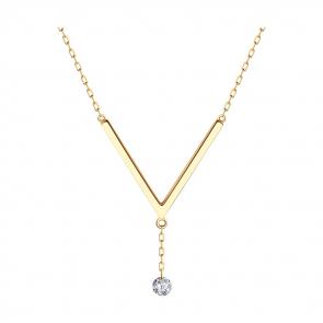 Золотое колье SOKOLOV с фианитом 070421 фото