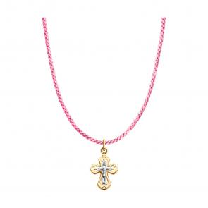 Текстильный шнурок-колье с декоративным элементом из золота 070598 фото