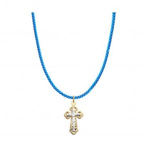 Текстильный шнурок-колье с декоративным элементом из золота SOKOLOV 070602 фото