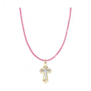 Текстильный шнурок-колье с декоративным элементом из золота SOKOLOV 070604 фото