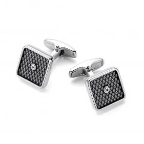 Серебряные запонки АЛЬКОР с чёрным бриллиантом 08-3073/00ЧБ-17 фото