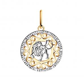 Золотая подвеска Знак зодиака Лев Золотые узоры 09-0852 фото