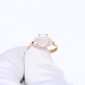 Золотое кольцо ЮК Granat с ситаллом цвета Кварц и фианитом 1.10.11.2358.00-6488 фото