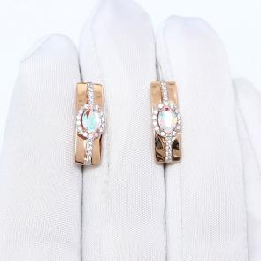 Золотые серьги ЮК Granat с ситаллом цвета Кварц и фианитом 1.20.11.2358.00-2868 фото