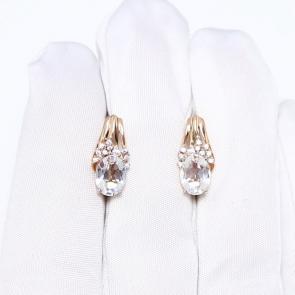 Золотые серьги ЮК Granat с ситаллом цвета Кварц и фианитом 1.20.11.2358.00-3089 фото