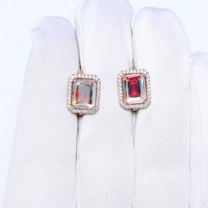 Золотые серьги ЮК Granat с ситаллом цвета Кварц и фианитом 1.20.11.2358.00-6498 фото