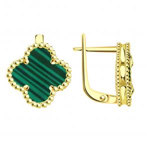 Серьги из лимонного золота TALANT с малахитом 10-20-11209м фото