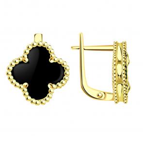 Серьги из лимонного золота TALANT с ониксом 10-20-11209о фото