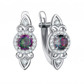 Серебряные серьги TALANT с фианитом и кварцем 10-72-0К01-10171 фото