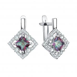 Серебряные серьги TALANT с фианитом и кварцем 10-72-0К01-10185 фото